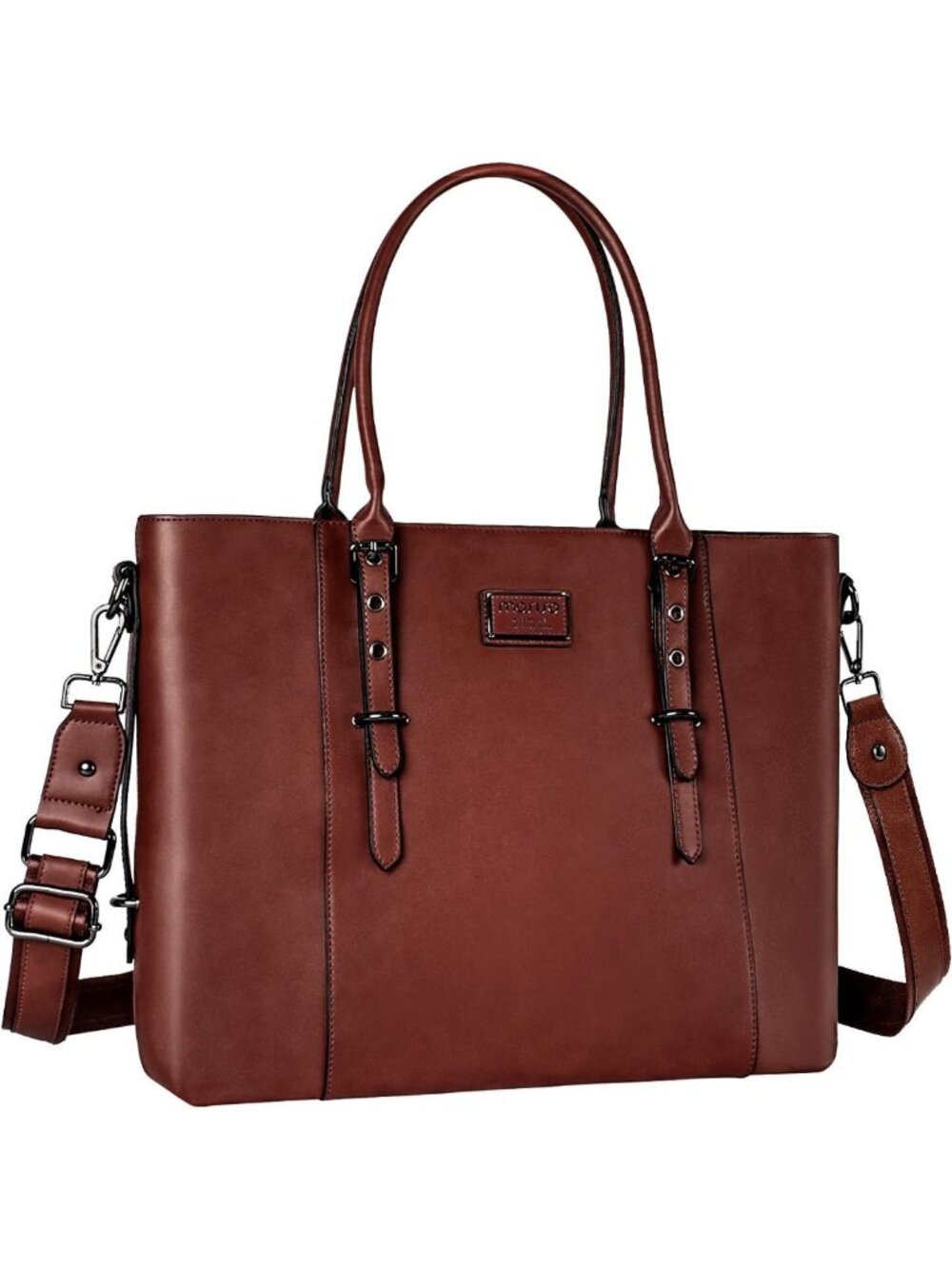 Stylish 17.3" PU Leather Laptop Tote Bag for Women - Versatile Shoulder Bag